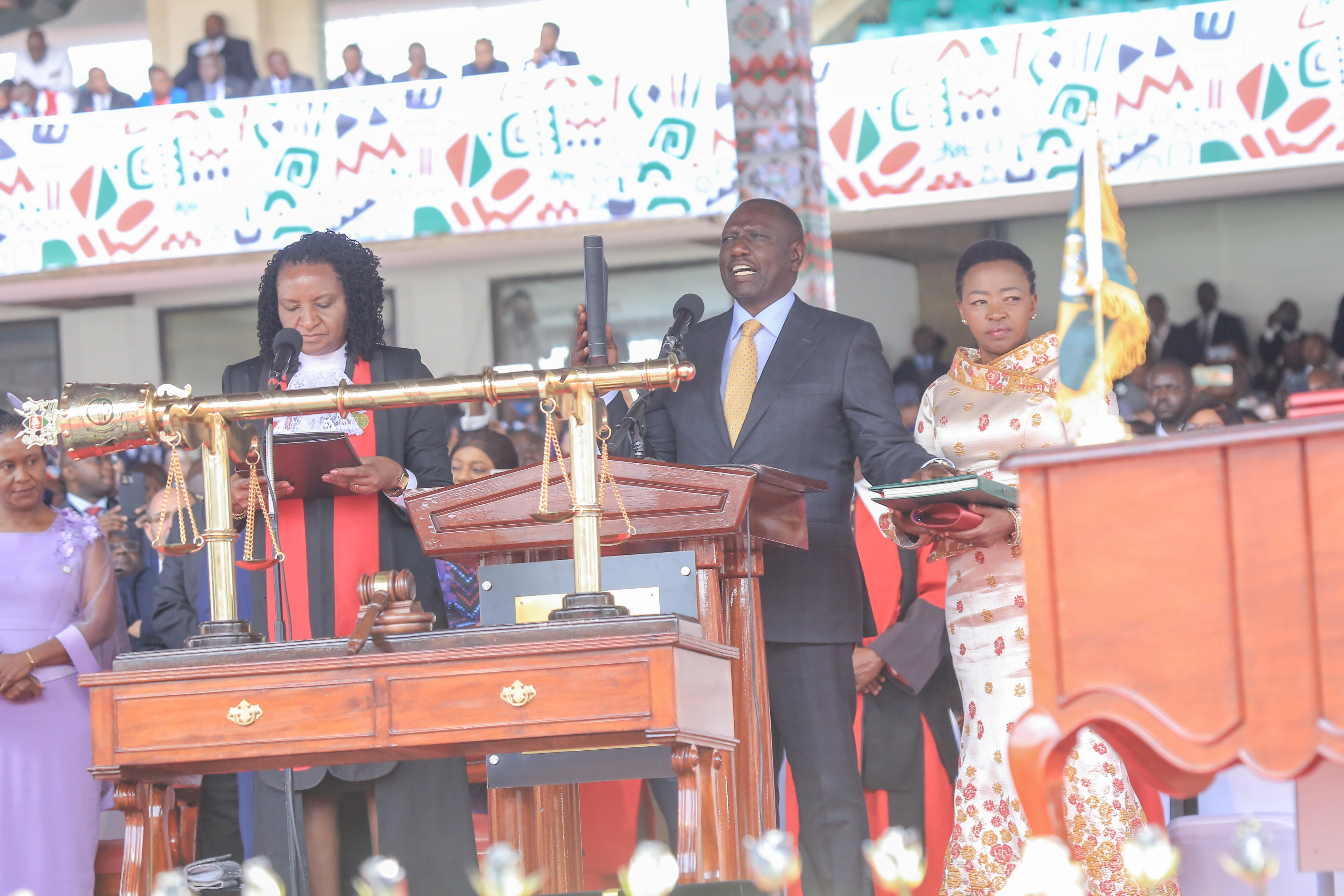 President William Ruto Inauguration as the 5th President of Kenya at Kasarani Stadium Nairobi Oath of Office Close Up