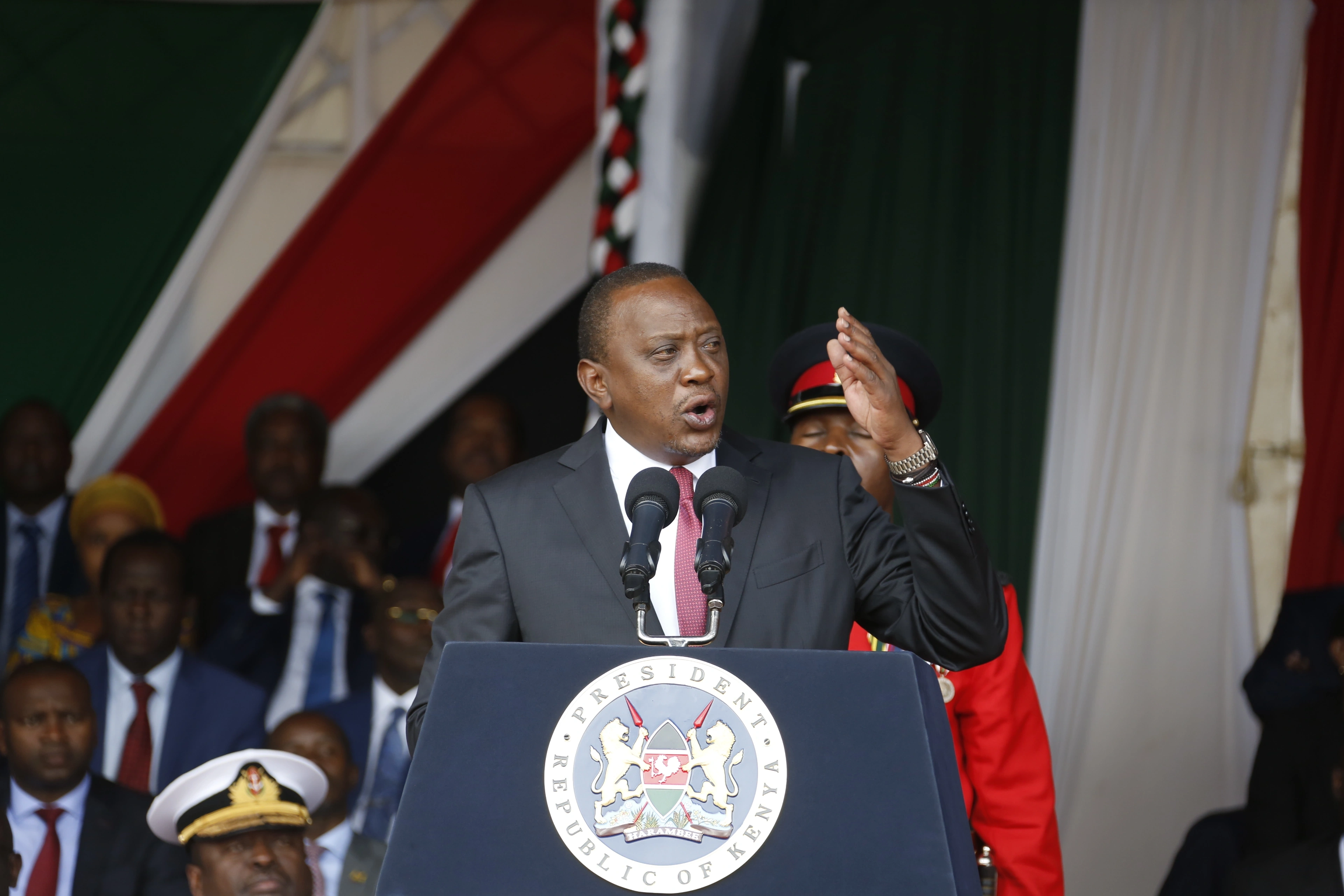 President Uhuru Kenyatta addressing the nation during Madaraka Day Celebrations
