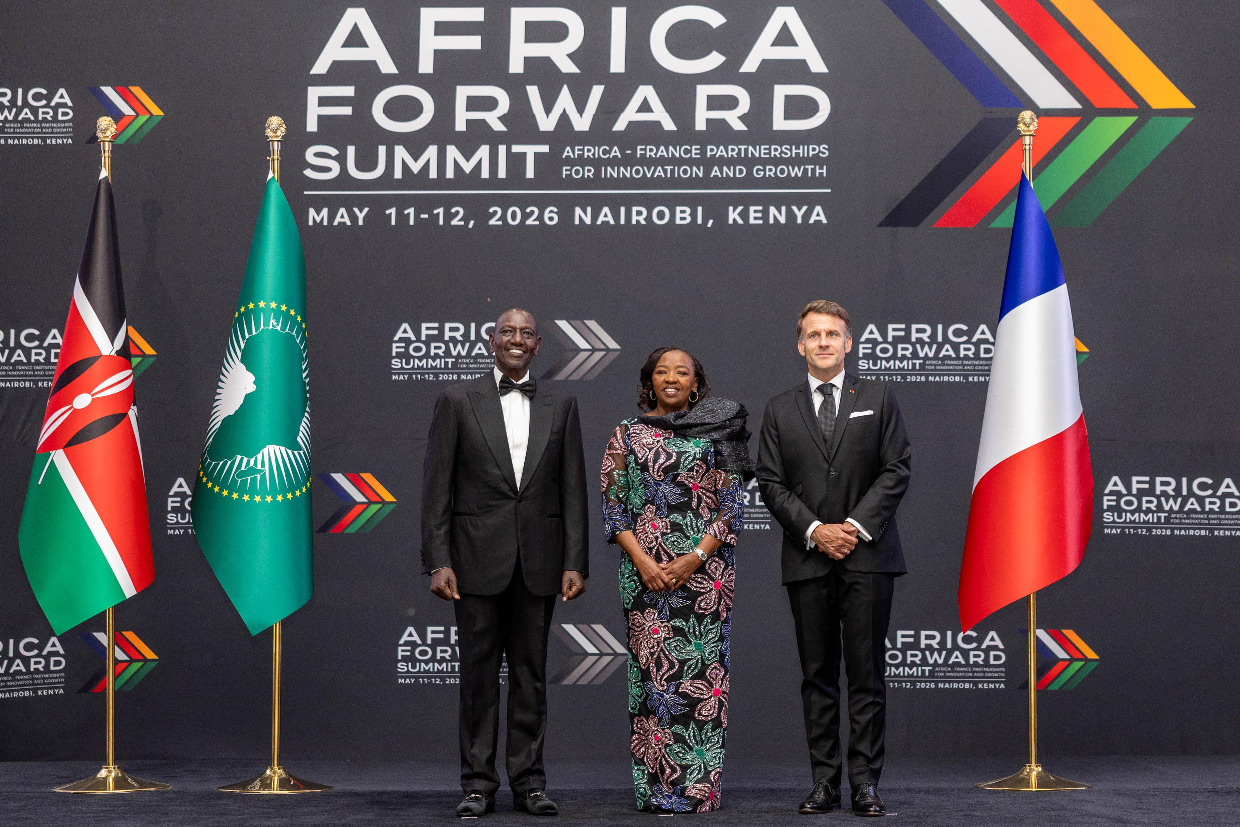 PRESIDENT WILLIAM RUTO FIRST LADY RACHEL RUTO AND PRESIDENT MACRON AT THE STATE BANQUET FOR THE HEADS OF STATES ATTENDING THE AFRICA FORWARD SUMMIT 2026