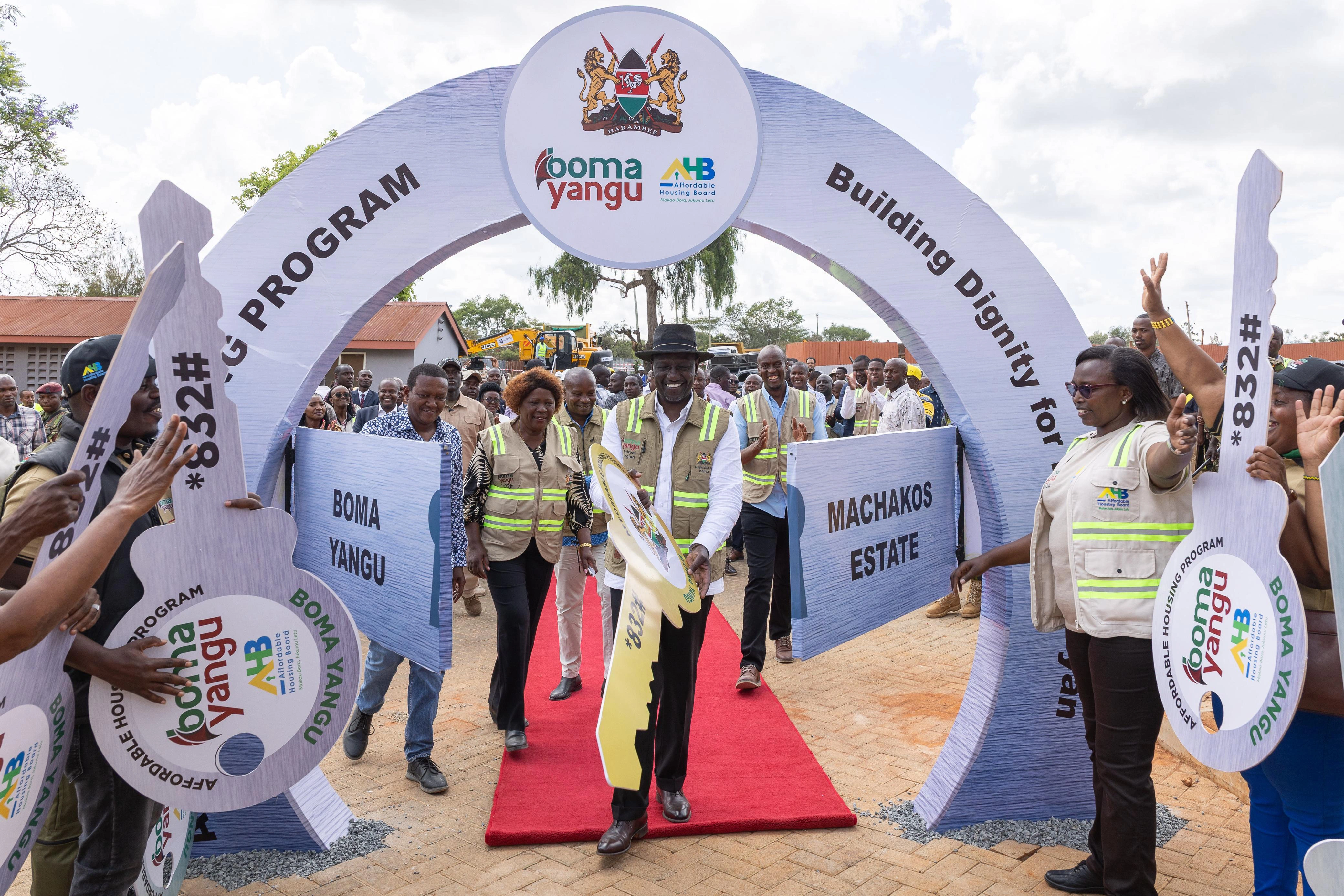 PRESIDENT WILLIAM RUTO HANDS OVER KEYS TO THE PROUD NEW HOMEOWNERS OF THE MACHAKOS TOWN AFFORDABLE HOUSING PROGRAMME