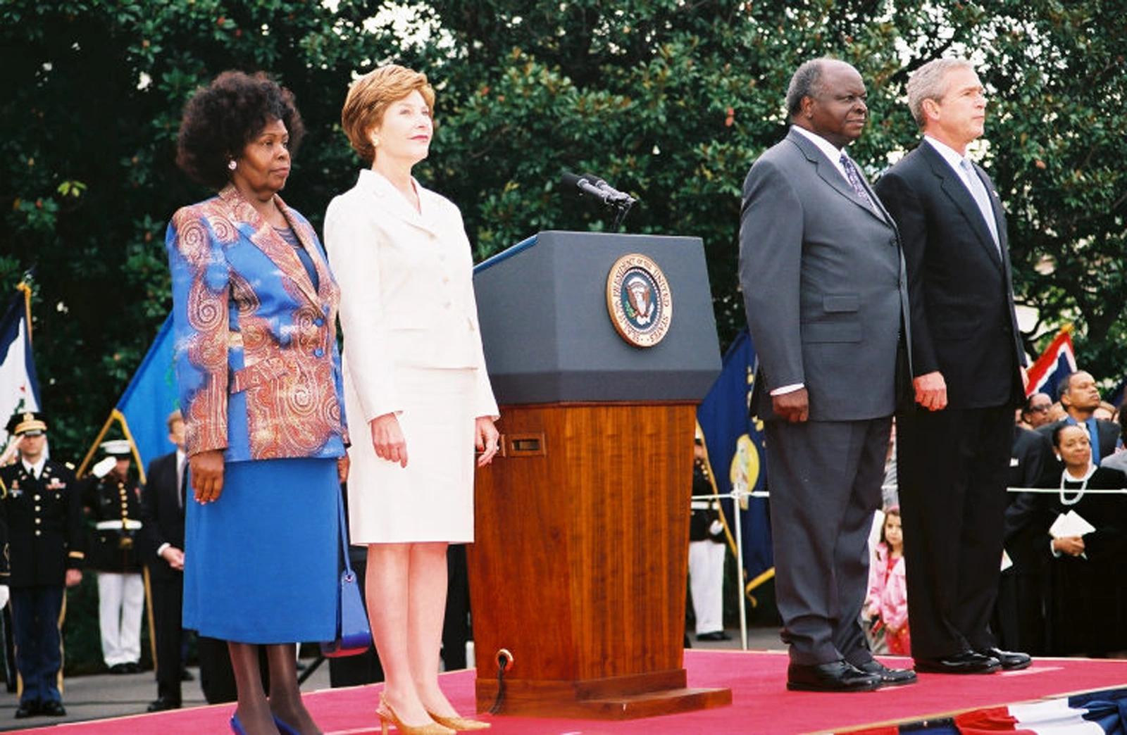 President Mwai Kibaki arrival for the State Visit to the United States hosted by President George W Bush at the White House