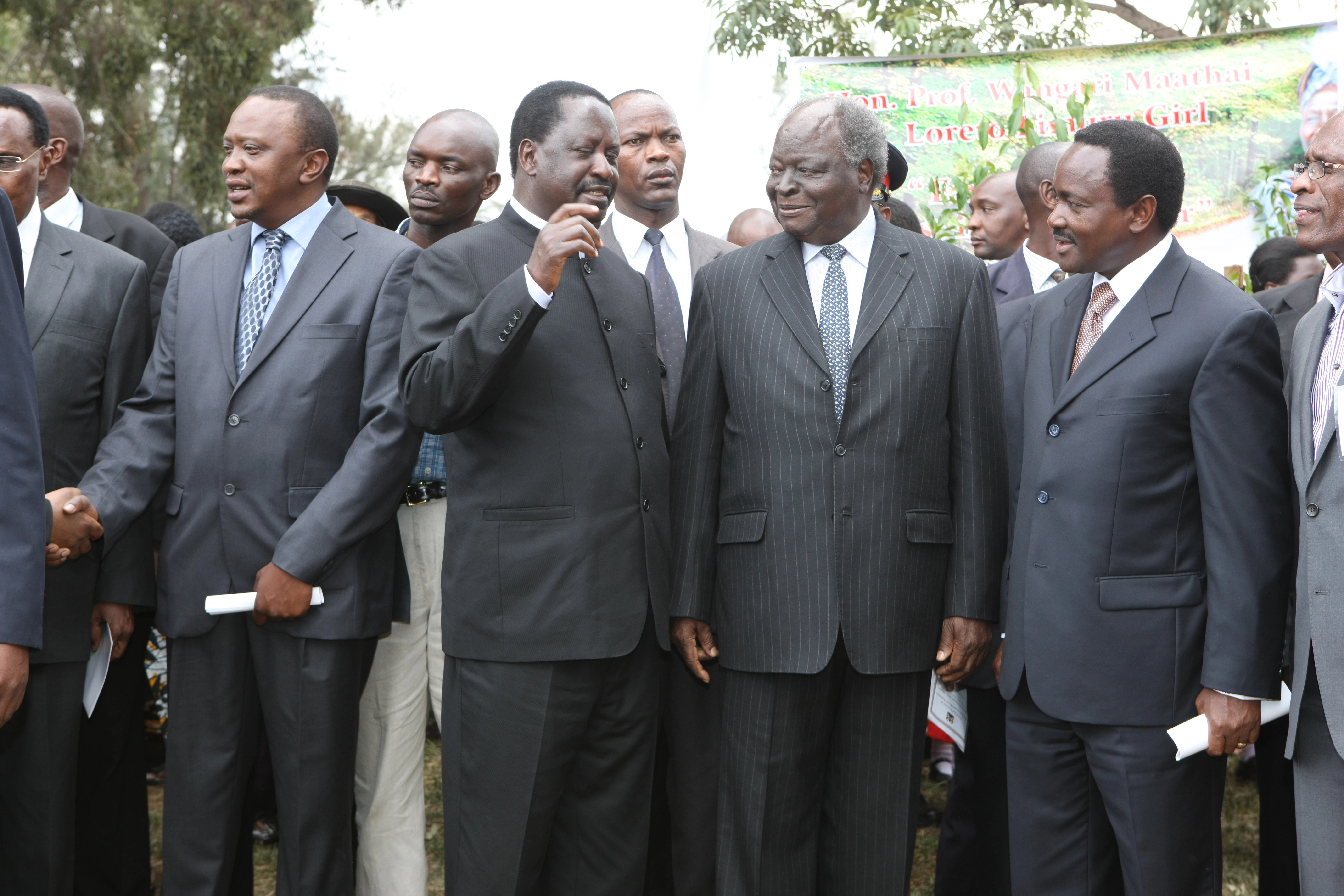 President Mwai Kibaki attending Professor Wangari Maathai funeral at Uhuru Park Nairobi