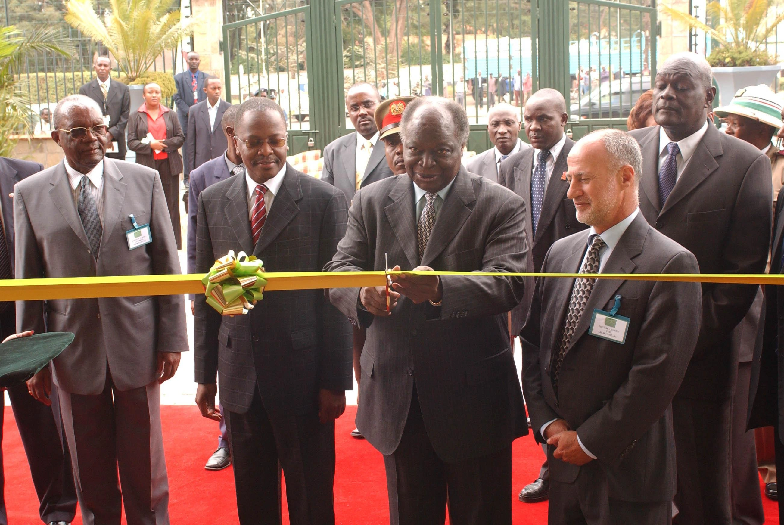 President Mwai Kibaki officially opening Safaricom House in Westlands Nairobi