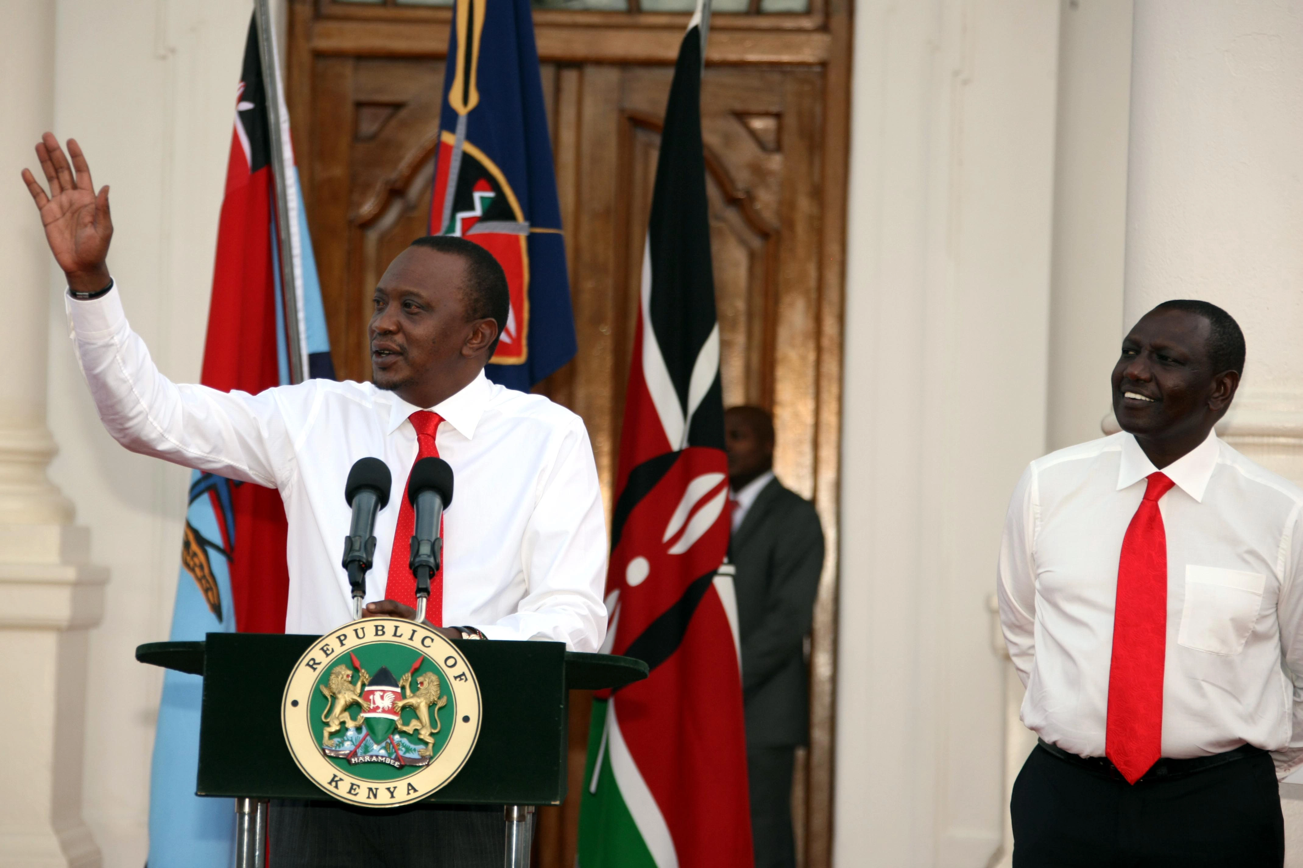 President Uhuru Kenyatta and Deputy President William Ruto Press Briefing on New Cabinet at State House Nairobi