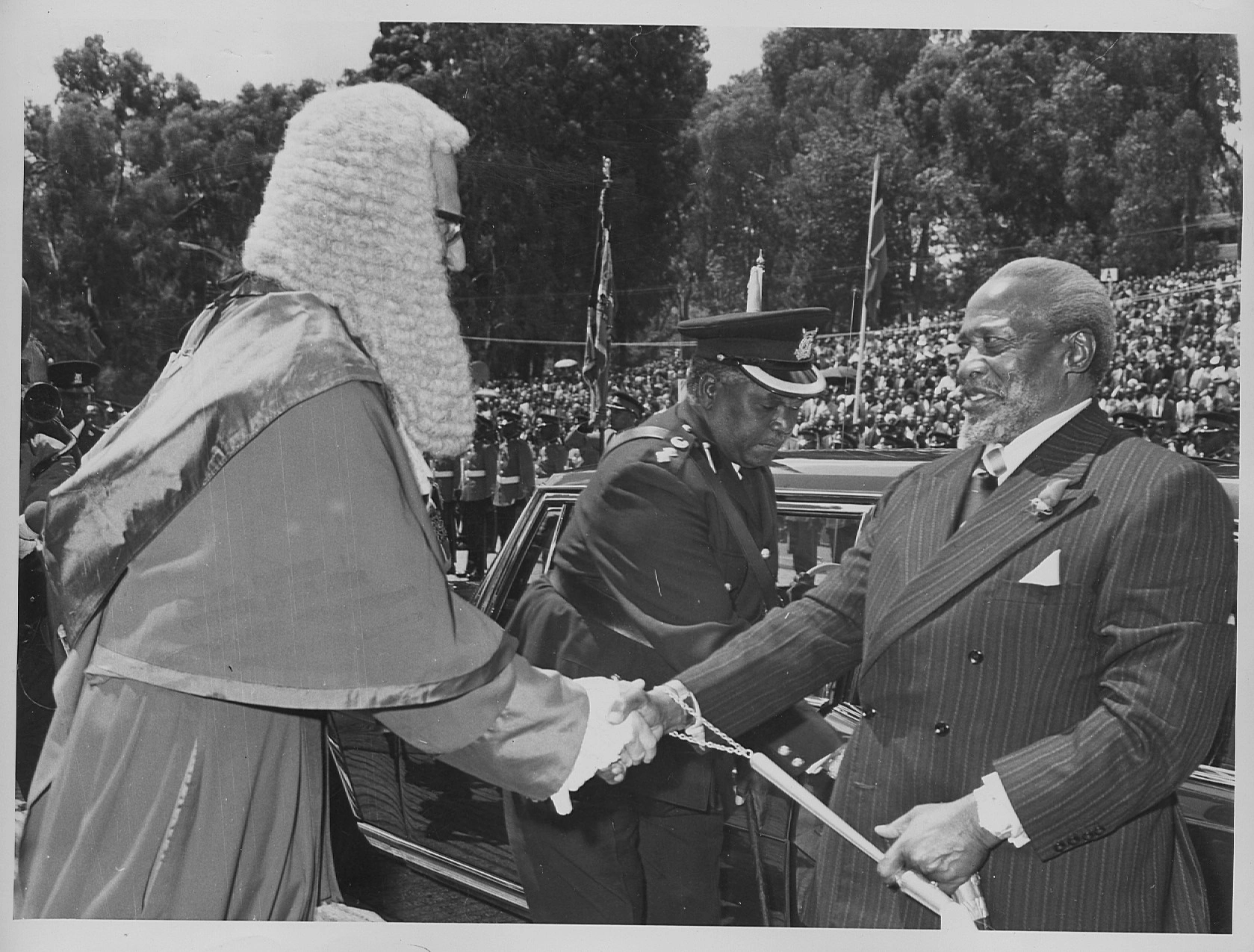 Spirit of Harambee_President Jomo Kenyatta pictured arriving at Uhuru Park Nairobi_5 Nov 1974