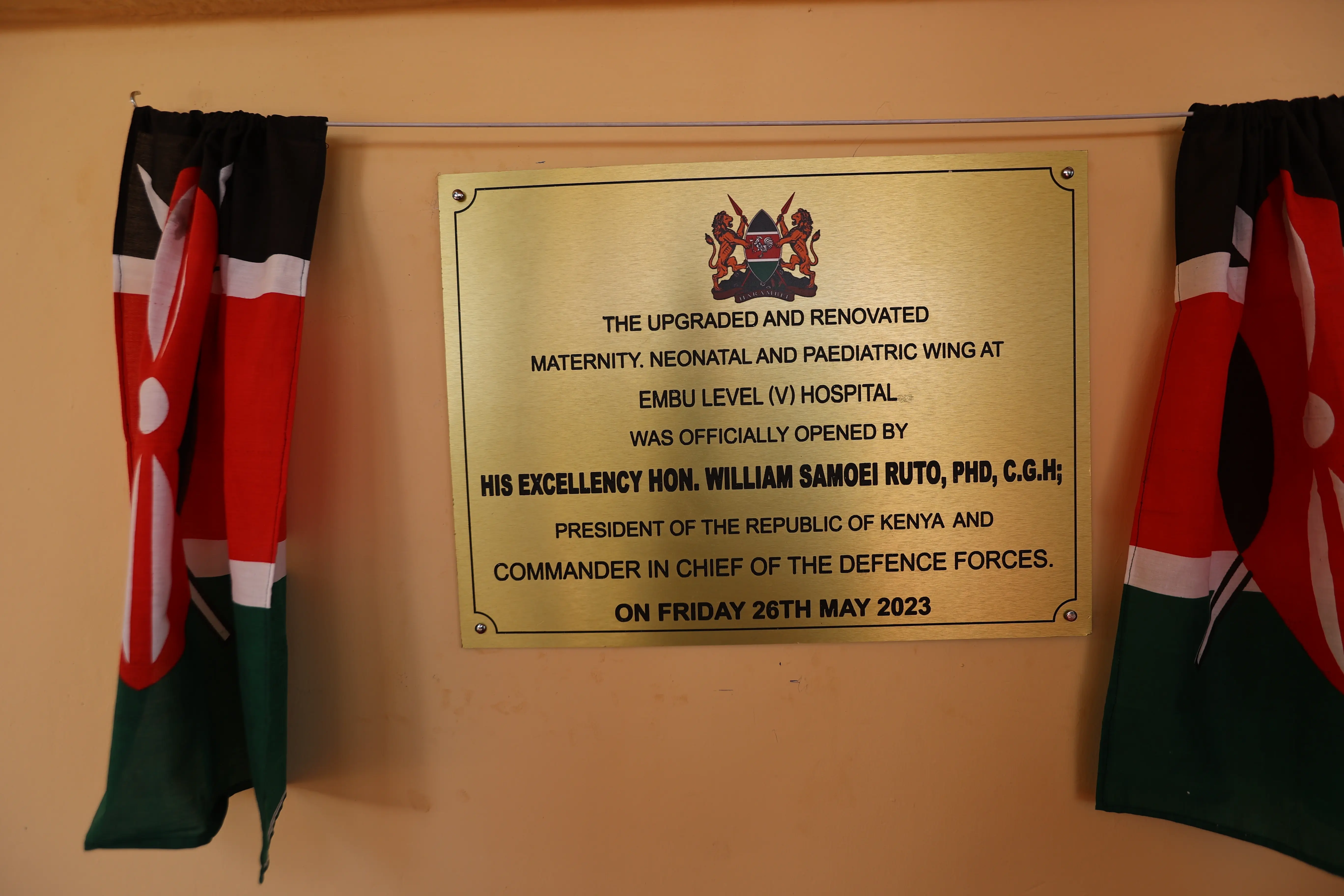 Universal Health Coverage_PRESIDENT WILLIAM RUTO OPENING THE MATERNITY WING AT EMBU LEVEL 5 HOSPITAL PLAGUE_26.5.2023.webp
