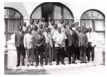 President Jomo Kenyatta and Members of the Cabinet after a meeting at State House Nakuru